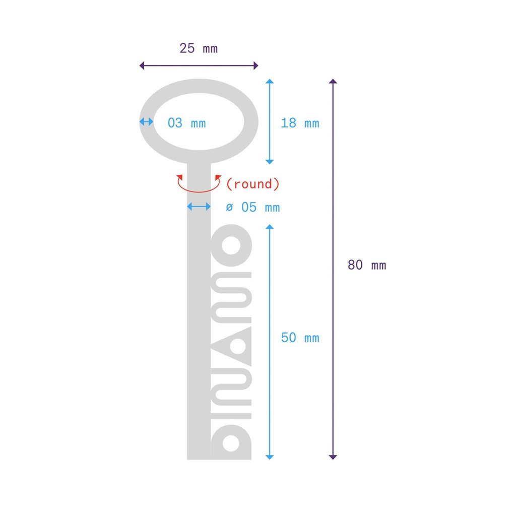 Dinamo Hardware Keychain Technical Drawing BTS Size 2