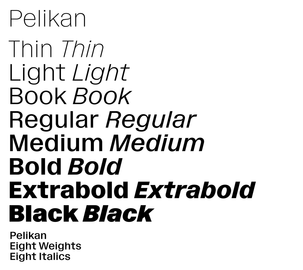 Dinamo Typeface Pelikan Weights Italics Square